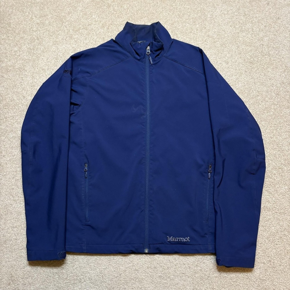 Marmot Jacket Mens Medium Blue Softshell Full Zip Fleece Lined CDW EMC2